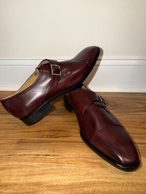 Mercanti Fiorentini Men's Single Monk Strap Shoes - Burgundy